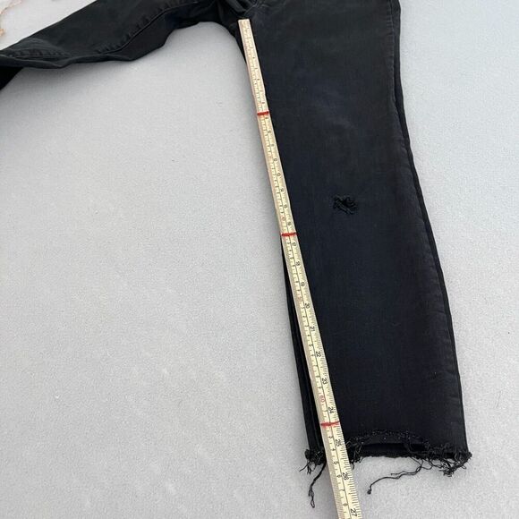 Madewell Jeans Women 29 Black 9" High Rise Skinny Denim Grunge Cropped Stretch - Picture 12 of 15